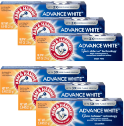 Arm And Hammer Advanced White Baking Soda And Peroxid Toothpaste Travel Size 0.9 Oz 6 Pack